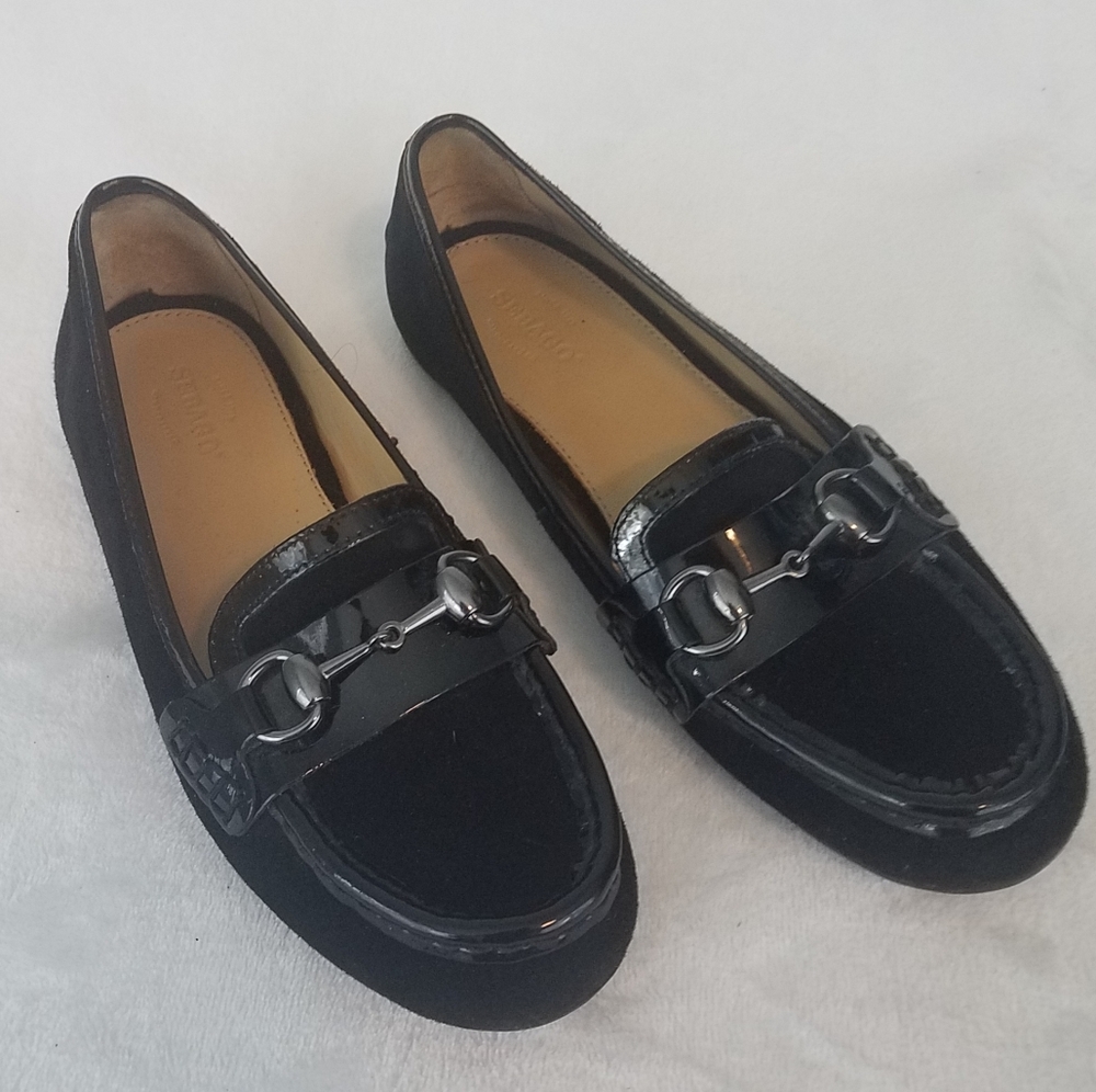 Sebago Driving Loafers Patent Leather Suede Flats Sz 7